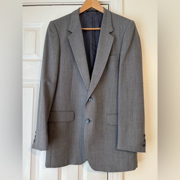 Yves Saint Laurent Made in France Men' Gray Two Button Wool Blazer Size 40 - Picture 1 of 10
